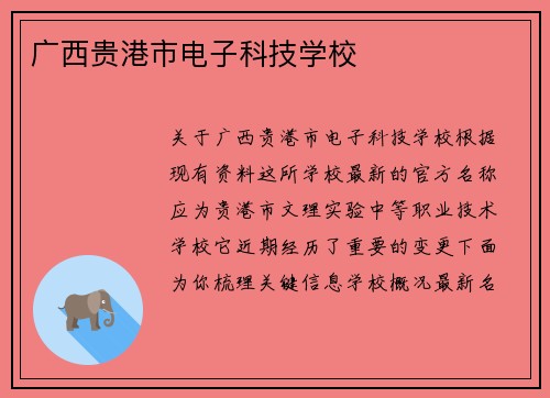 广西贵港市电子科技学校